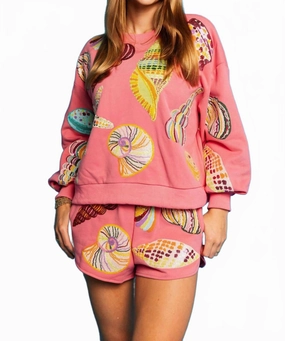 Multi Shell Short In Pink LaserCutEdging