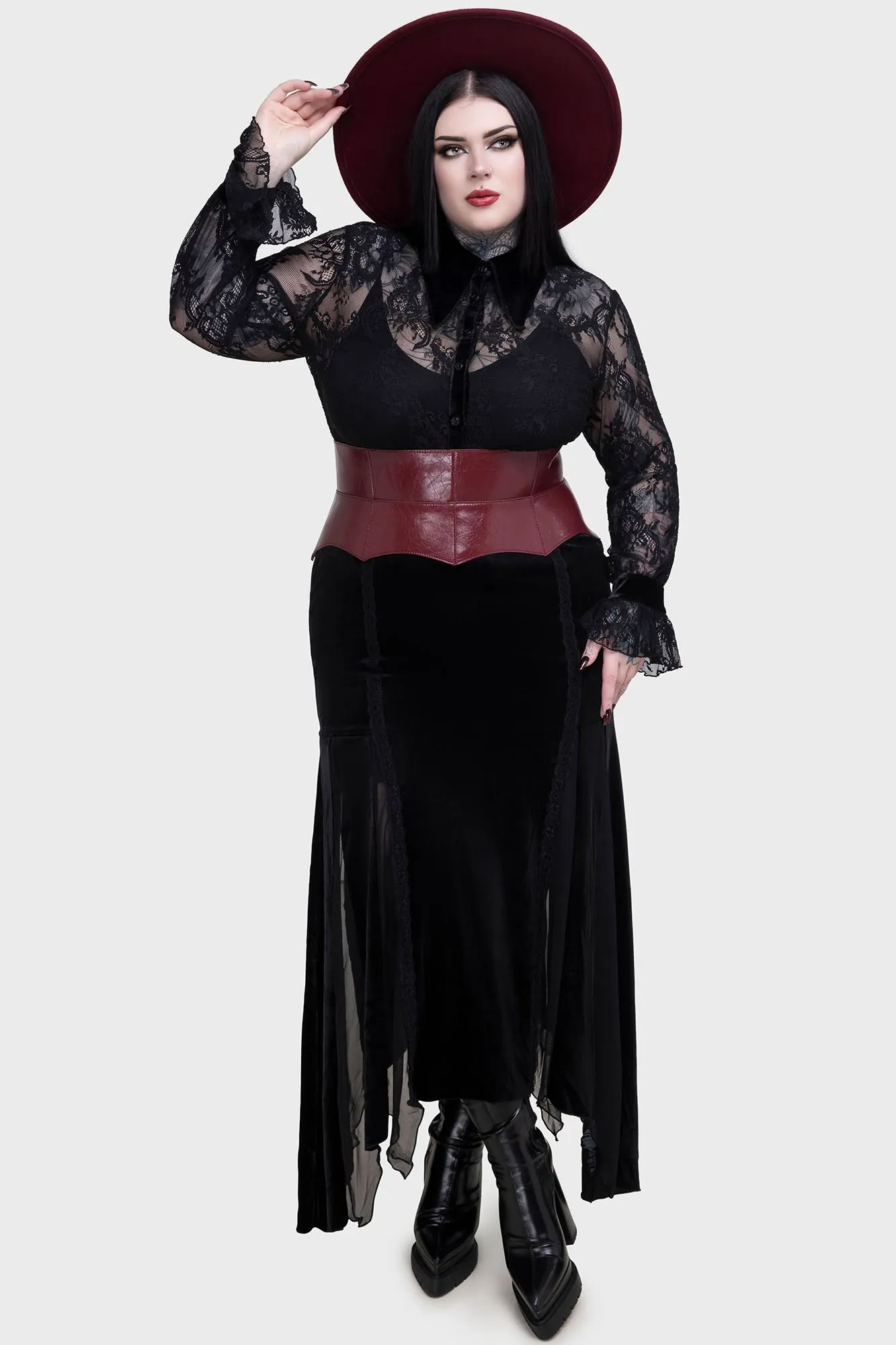 LaserCutVents Sporty Sweatshirt Wetland Bat Peplum Corset [Red]