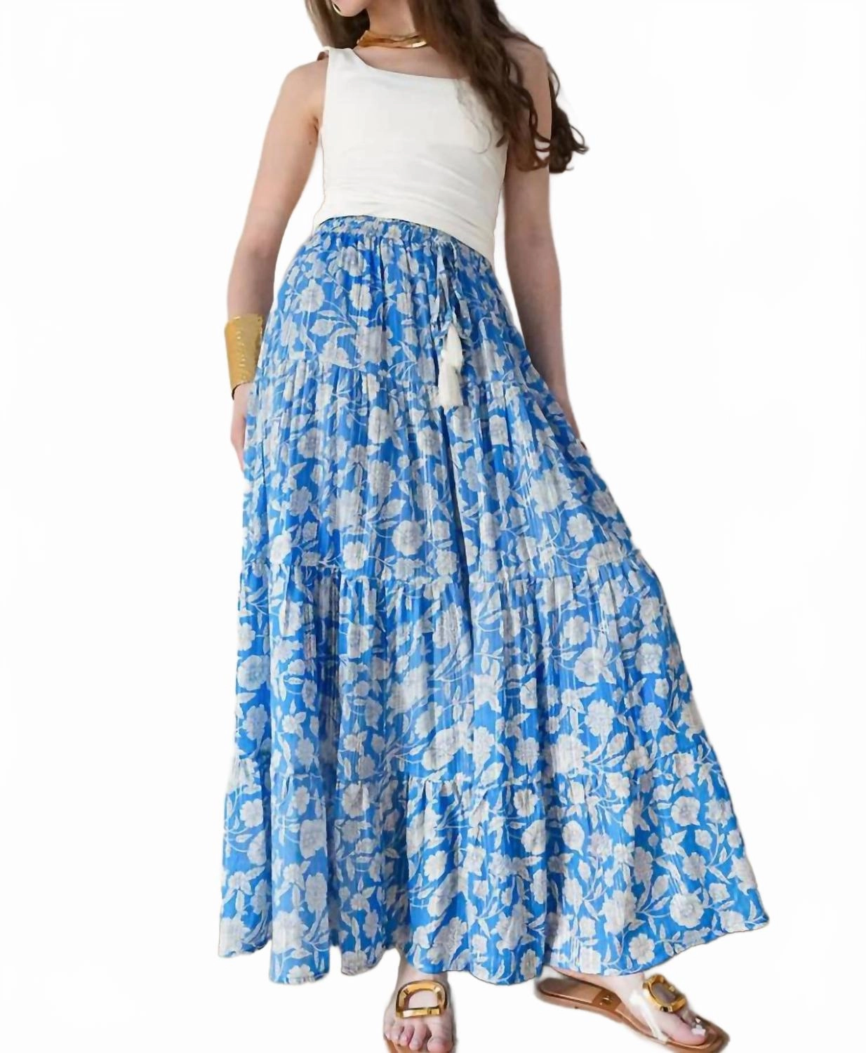 Nami Maxi Skirt In Blue Flexible Motion