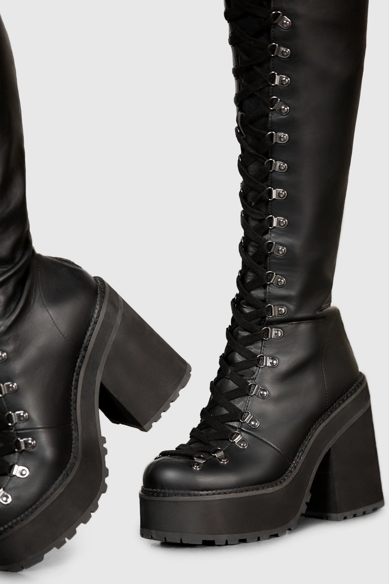 Bloodletting Knee-High Boots Shock Absorbing Snowy Path Stable Fit