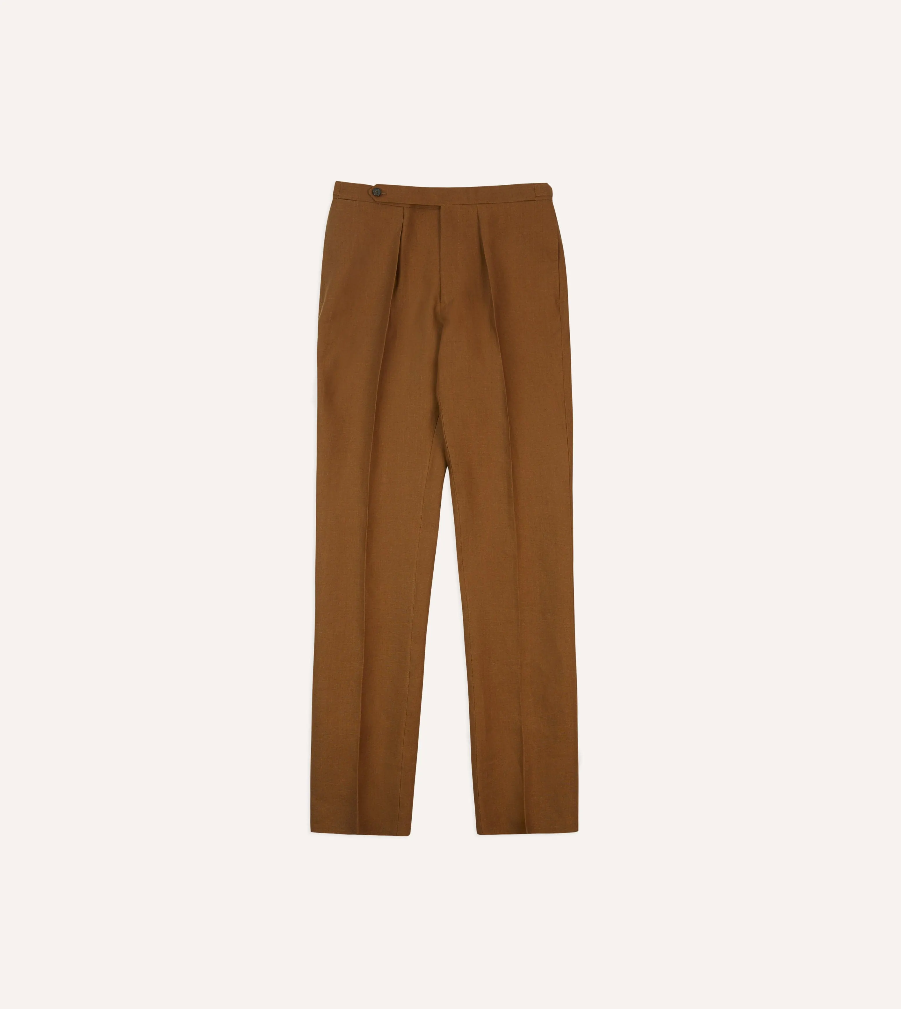 Seam-Free Brown Irish Linen Single Pleat Trouser
