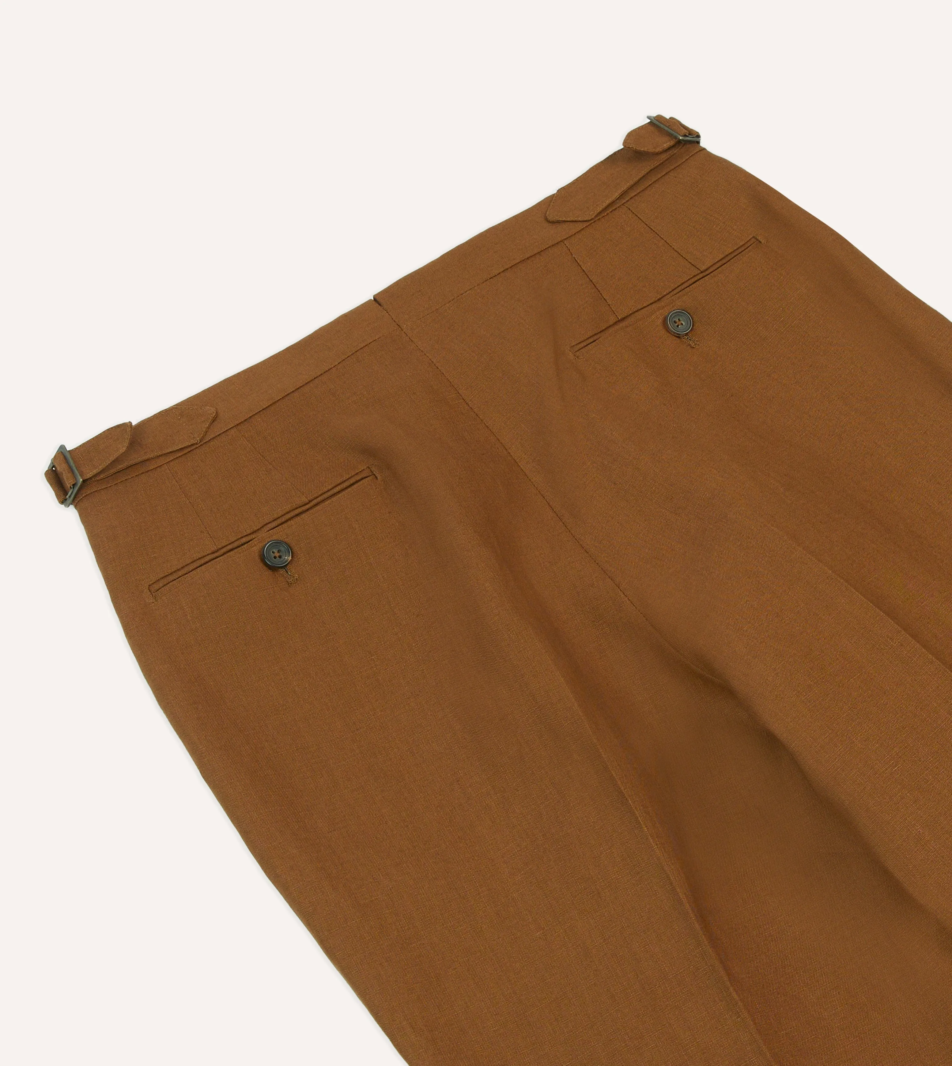 Yoga Ready Casual Chic Look Brown Irish Linen Single Pleat Trouser