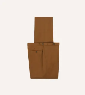 Brown Irish Linen Single Pleat Trouser Move Comfort No Fuss Fit
