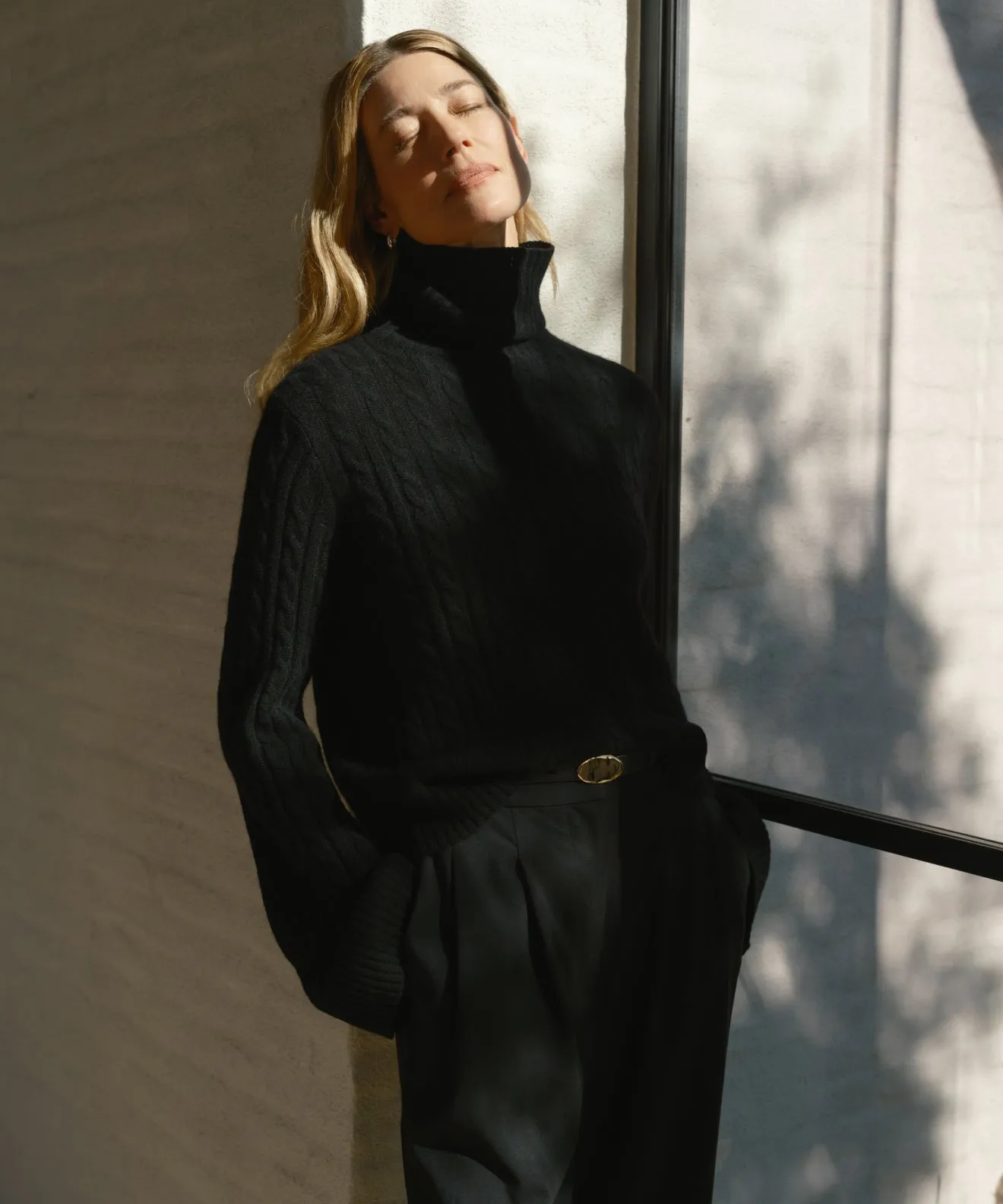 DropShoulder Design Cable Nell Turtleneck