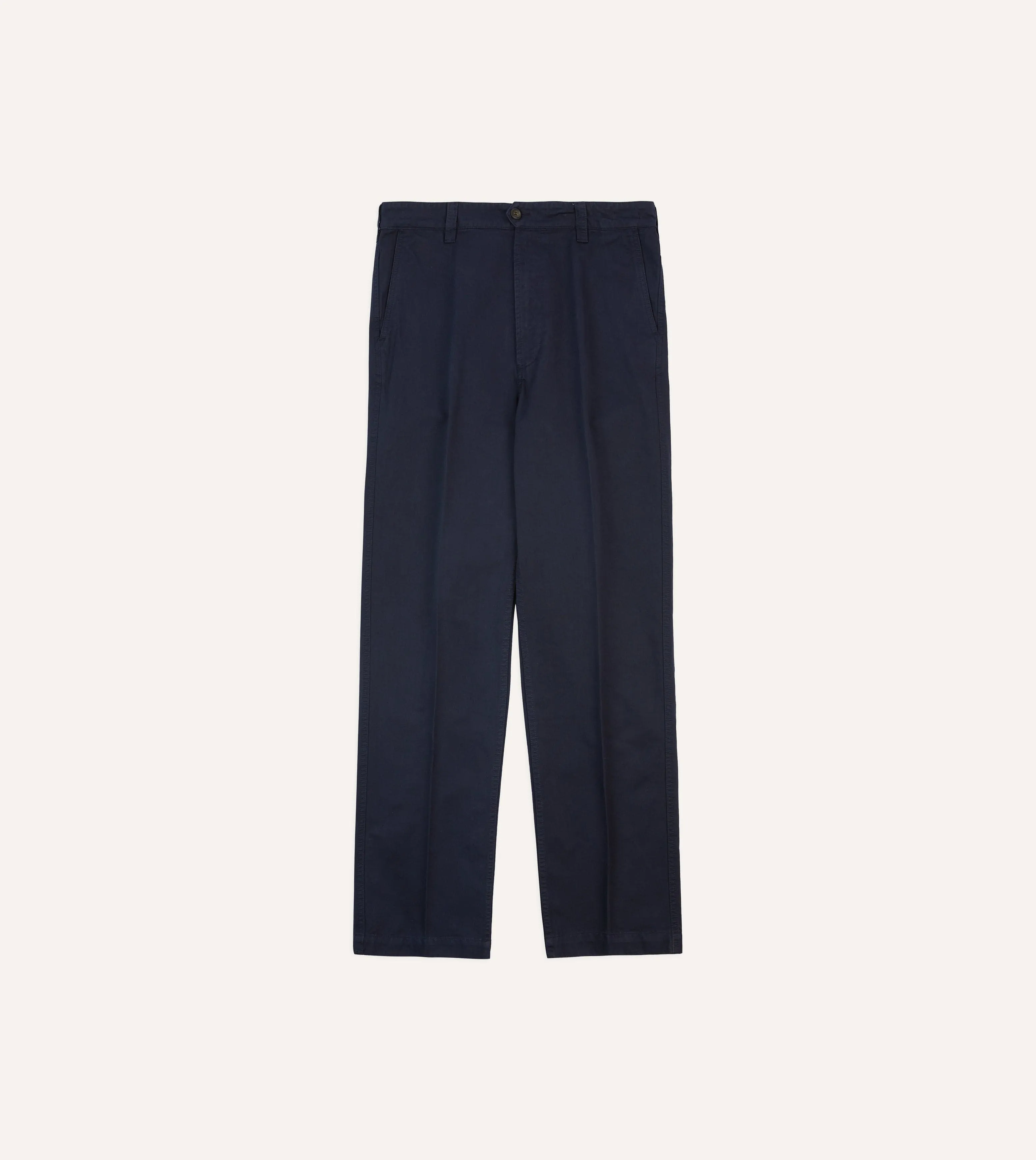 Refined fit Navy Cotton Flat Front Chino