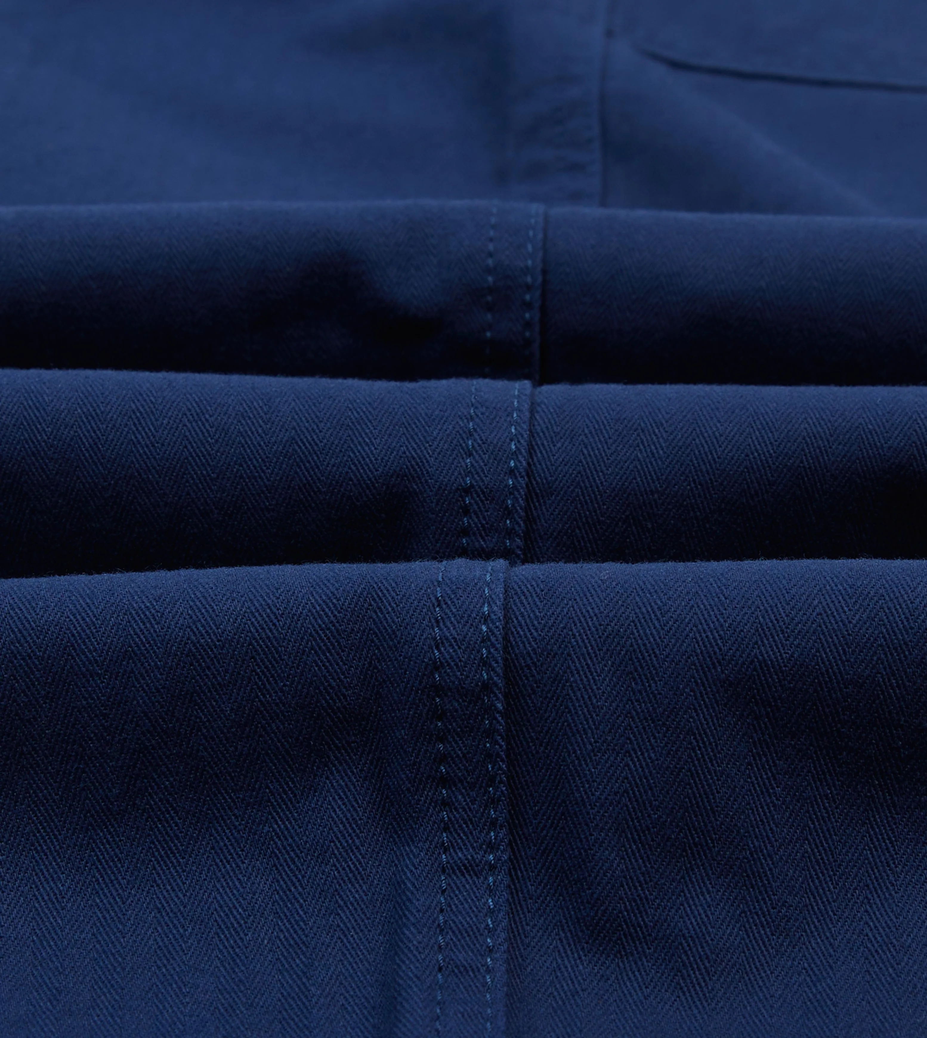 Navy Herringbone Twill Cotton Drawstring Trousers Odor Resistant