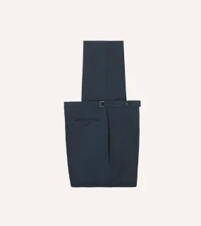 Navy Irish Linen Single Pleat Trouser Low Rise Fit