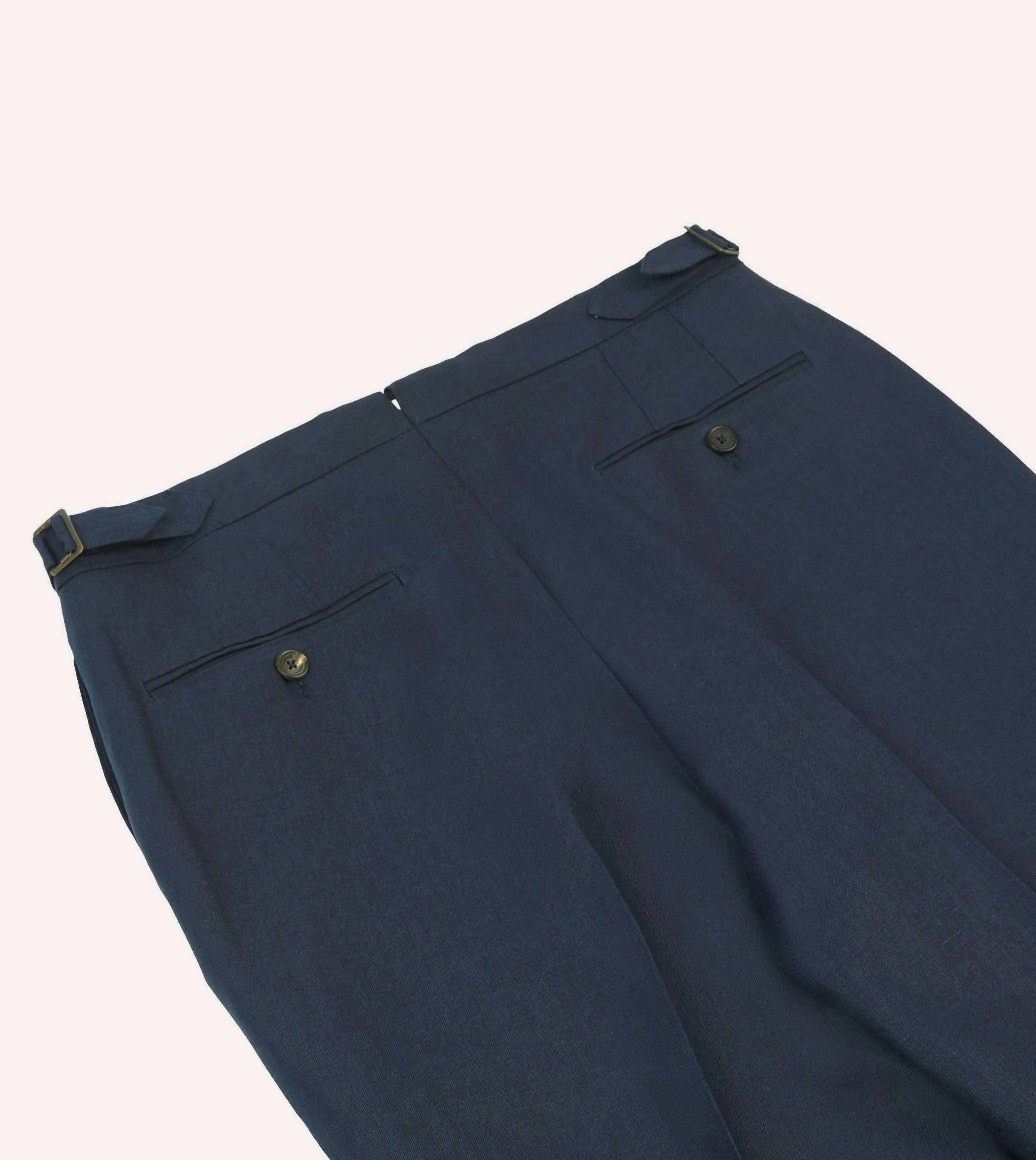 Navy Irish Linen Single Pleat Trouser On The Move Light Fit