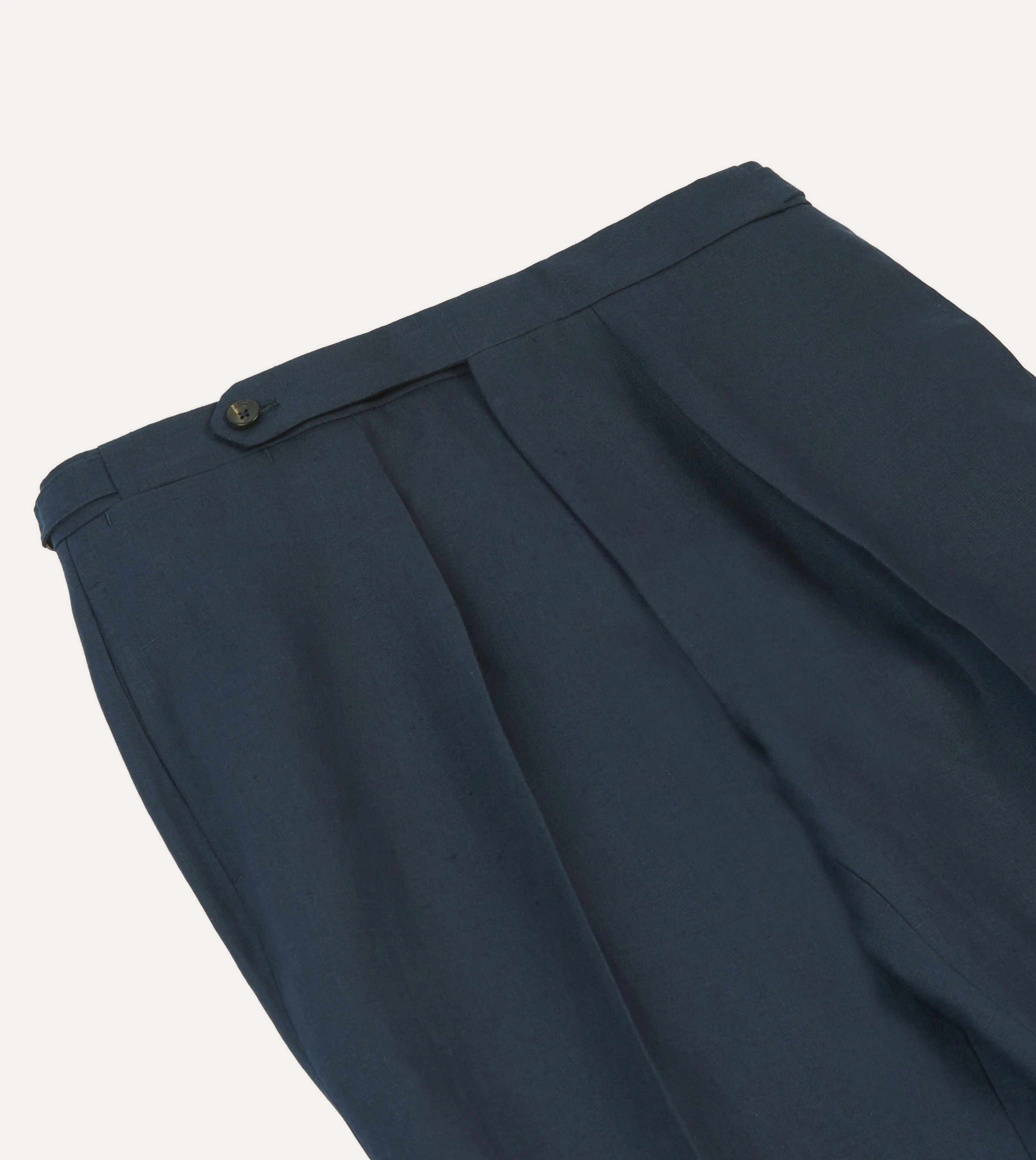 Modern Edge Natural Movement Navy Irish Linen Single Pleat Trouser