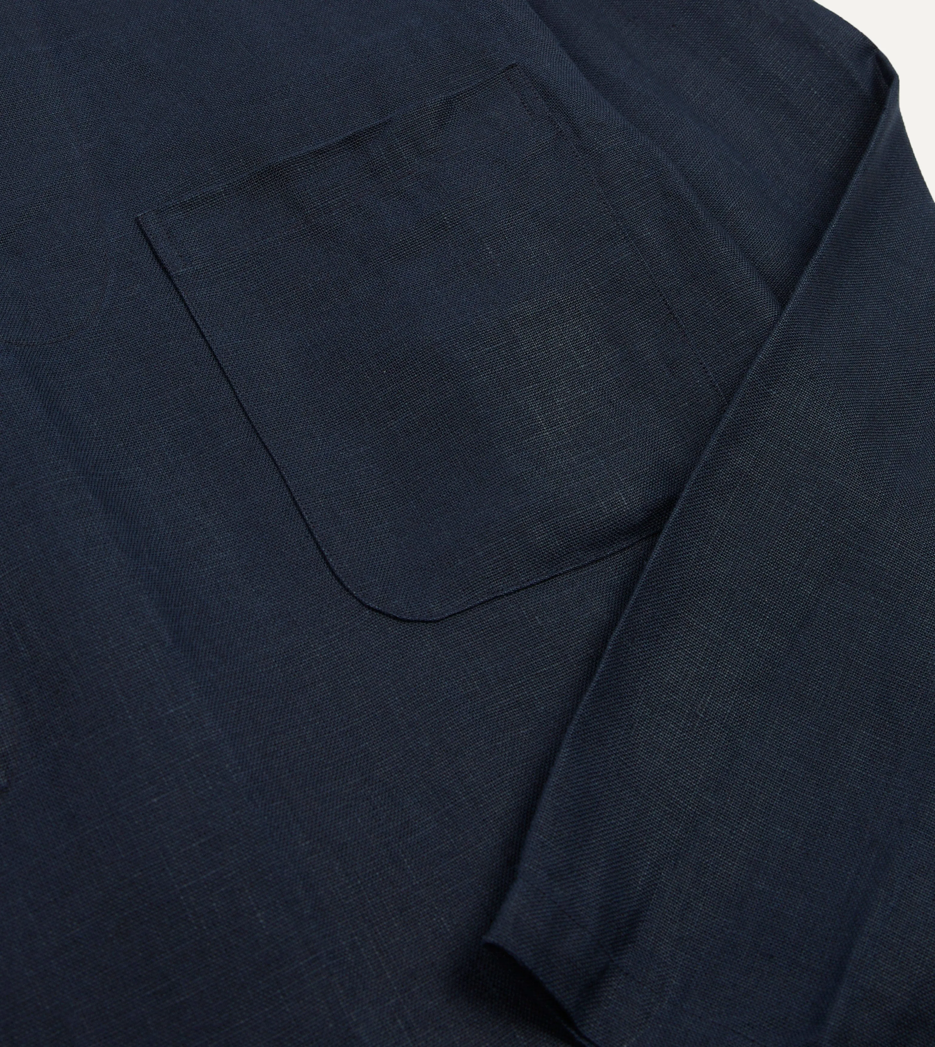 Navy Irish Linen Smock Tuckable Hem Statement Maker