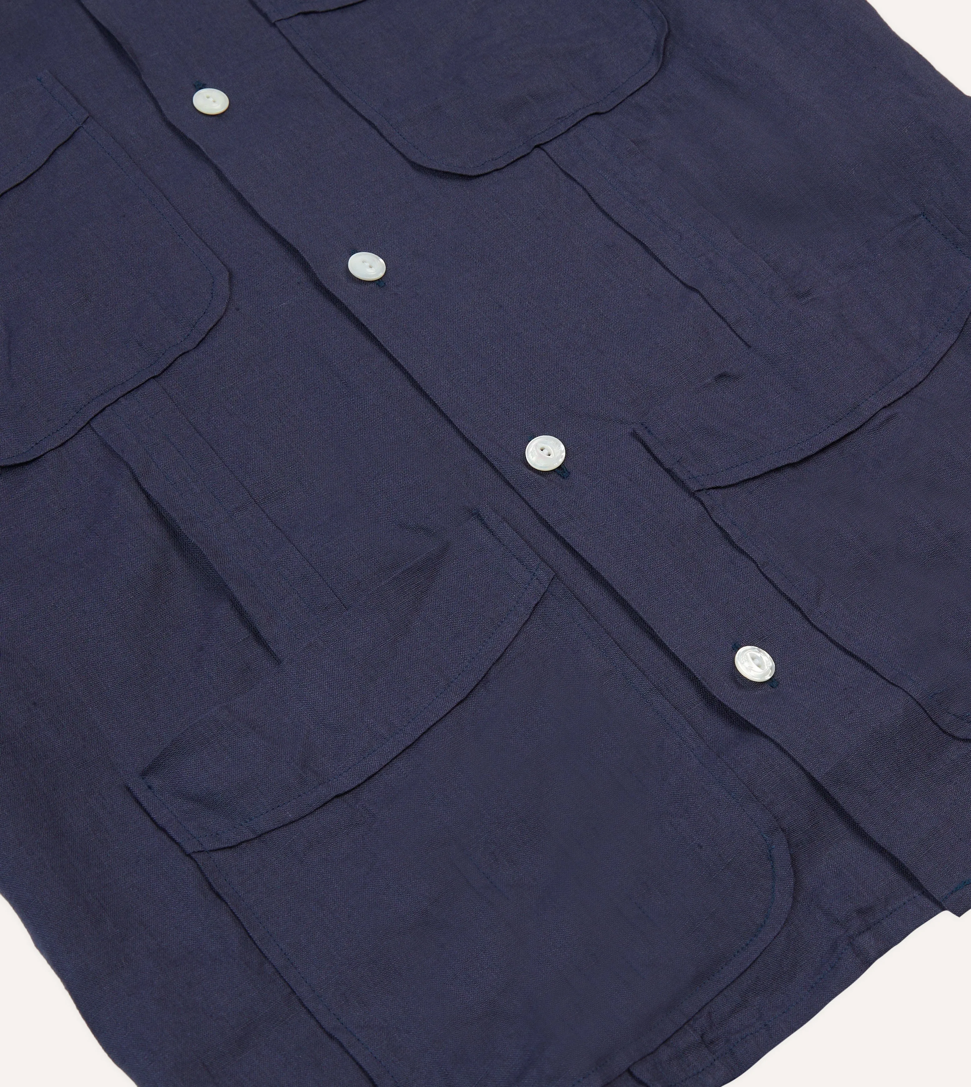 Comfort Wear Navy Linen Short Sleeve Cuban Shirt