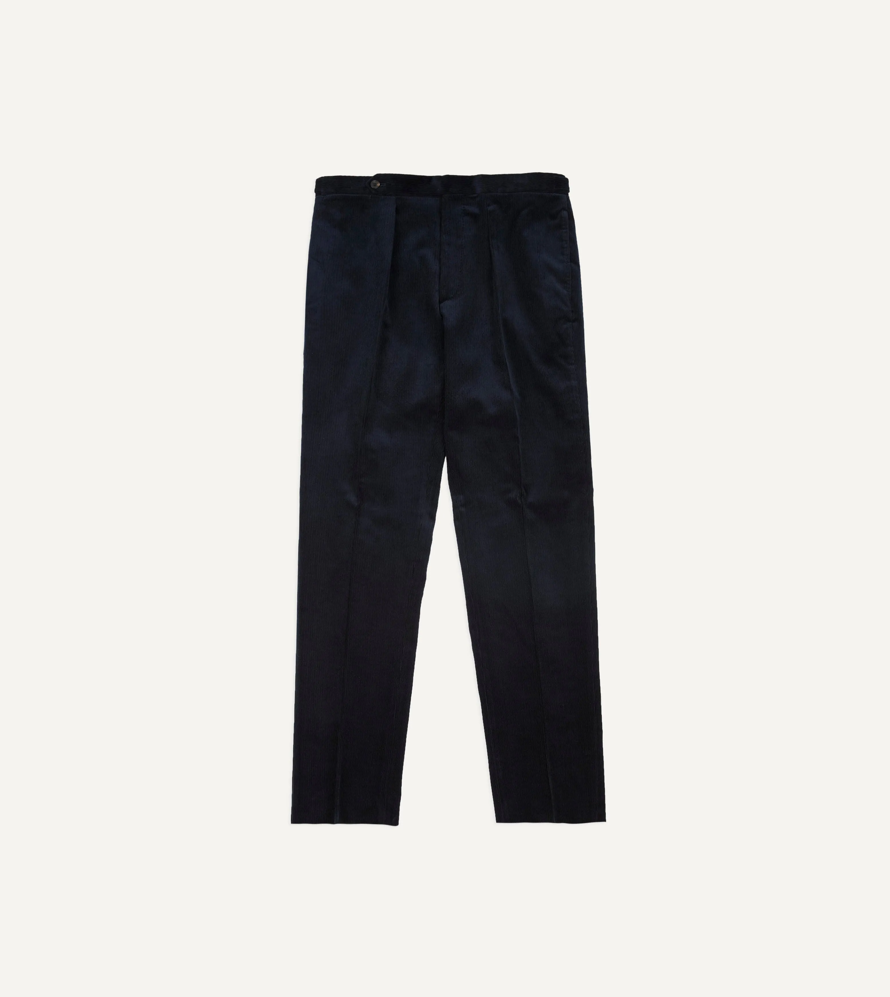 Navy Mid-Wale Corduroy Single Pleat Trouser Layer Comfort ripstop fabric