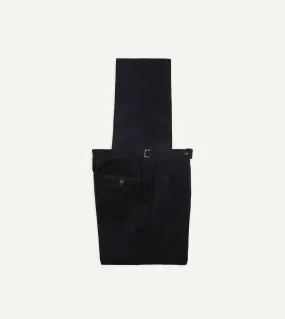 Non Binding Cuffs Sporty Cut Navy Mid-Wale Corduroy Single Pleat Trouser