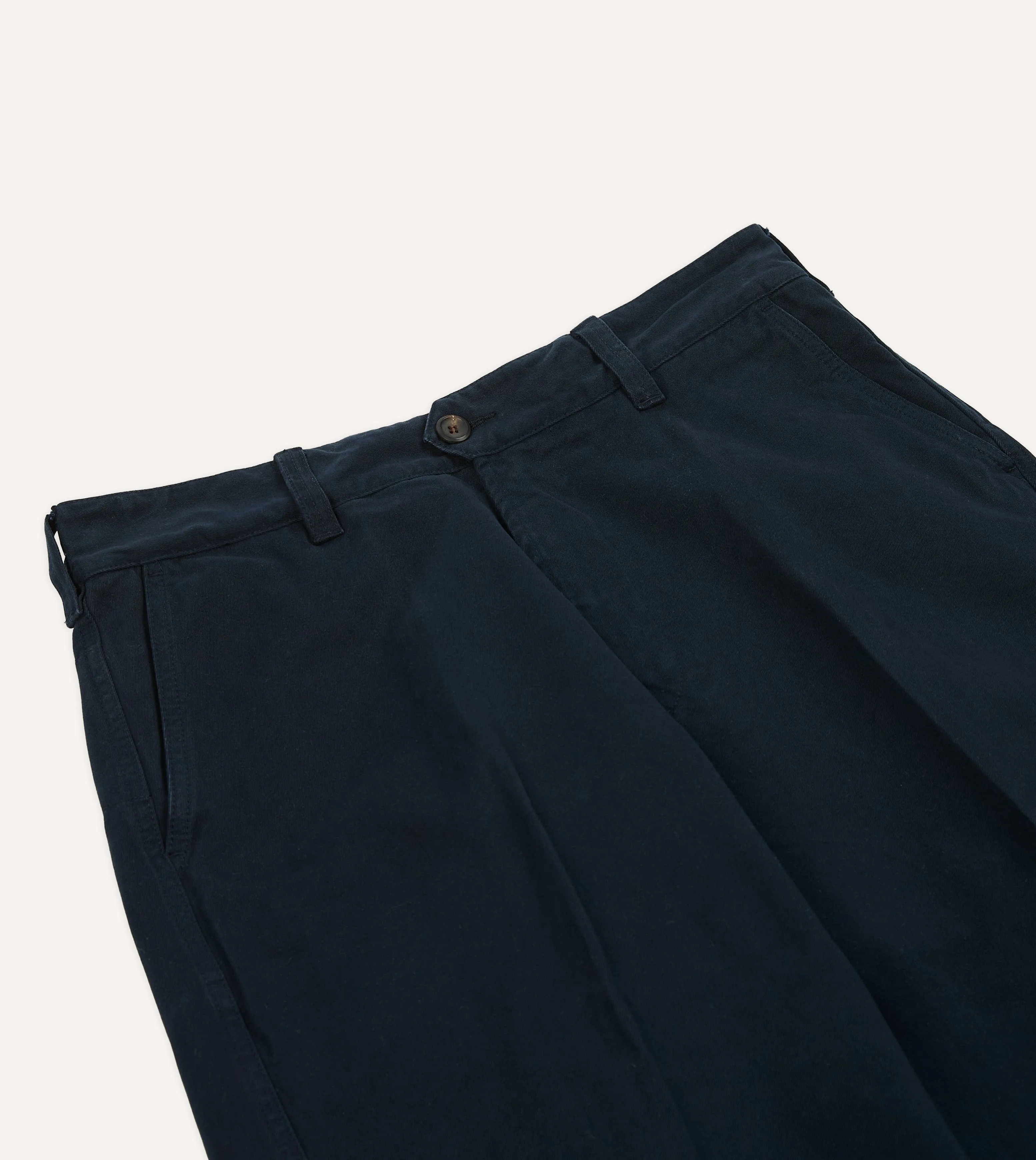 Trendy Comfort Navy Textured Cotton Flat Front Chino