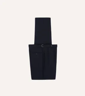 Navy Tropical Wool Single Pleat Trouser Smooth Fit Lining No Sagging