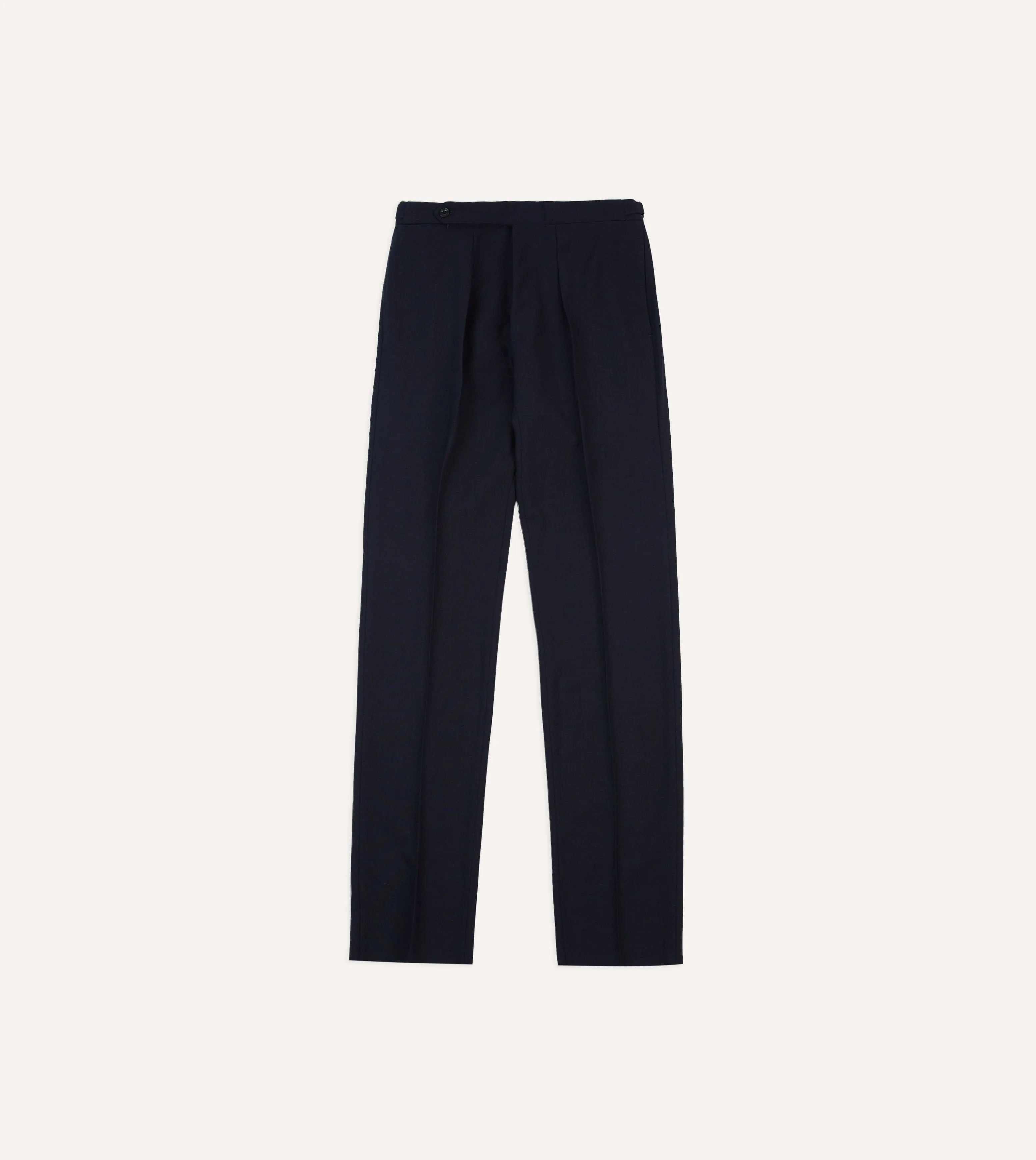 Navy Tropical Wool Single Pleat Trouser Walk Friendly
