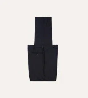 Smart Utility Navy Wool Flannel Flat Front Trousers