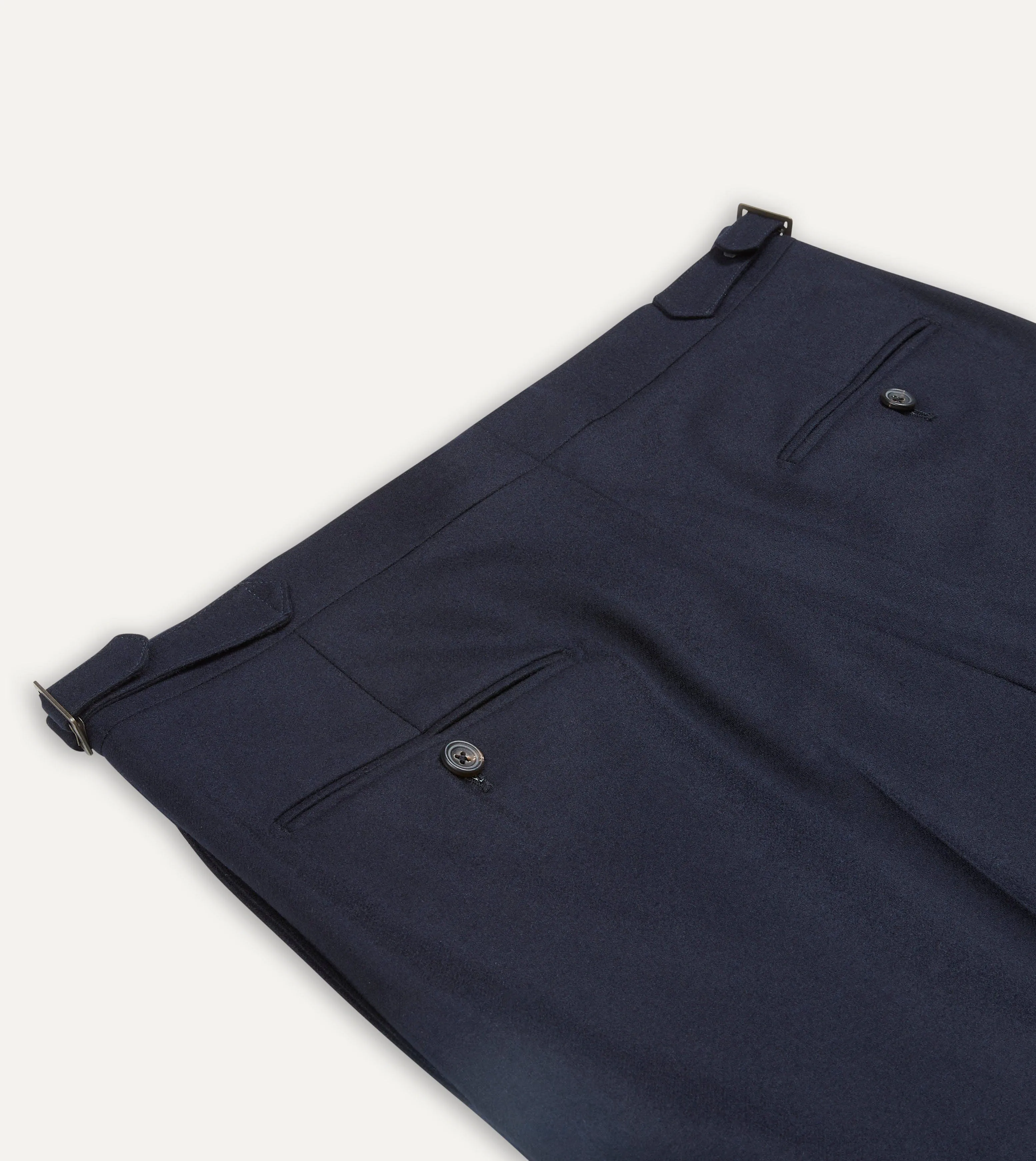 Stylish Layers Navy Wool Flannel Single Pleat Trouser