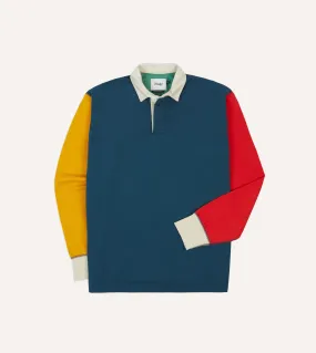 Lightweight Layers Navy, Yellow, Red and Green Colourblock Cotton Rugby Shirt