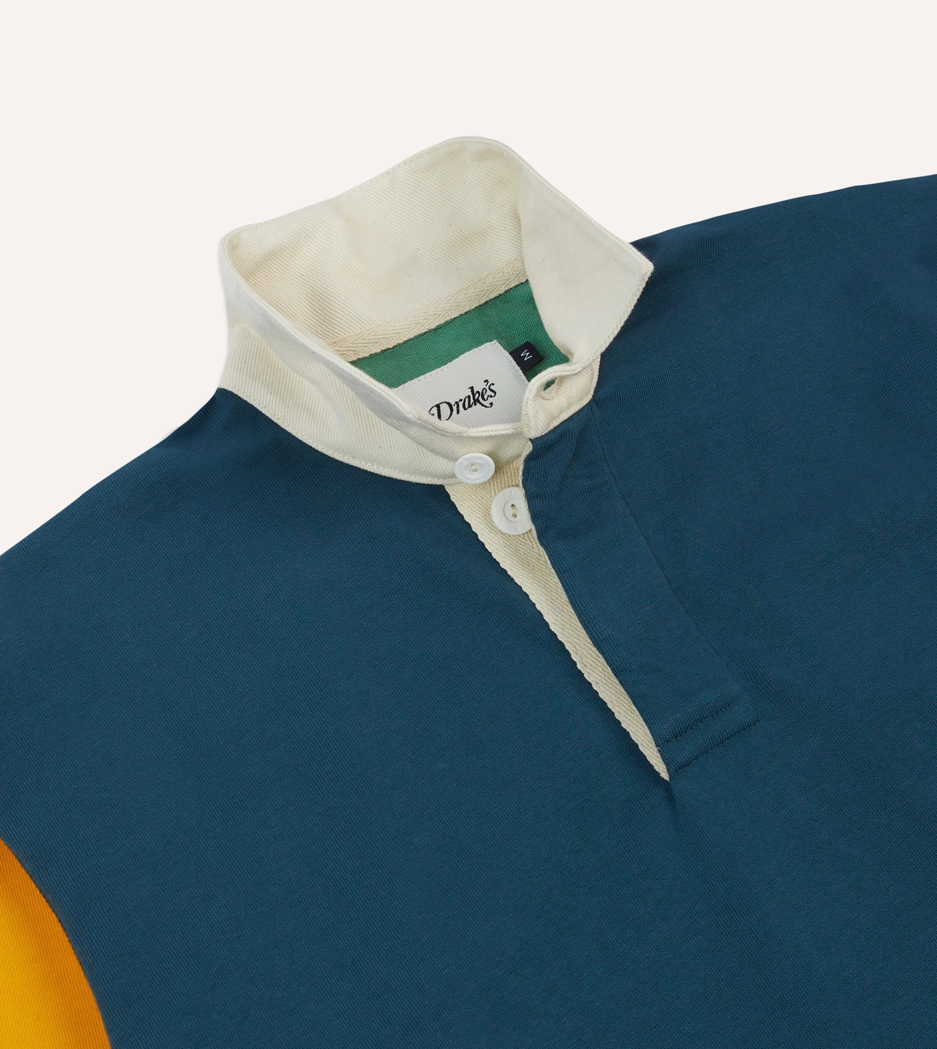 Short Sleeve Graduation Attire Navy, Yellow, Red and Green Colourblock Cotton Rugby Shirt