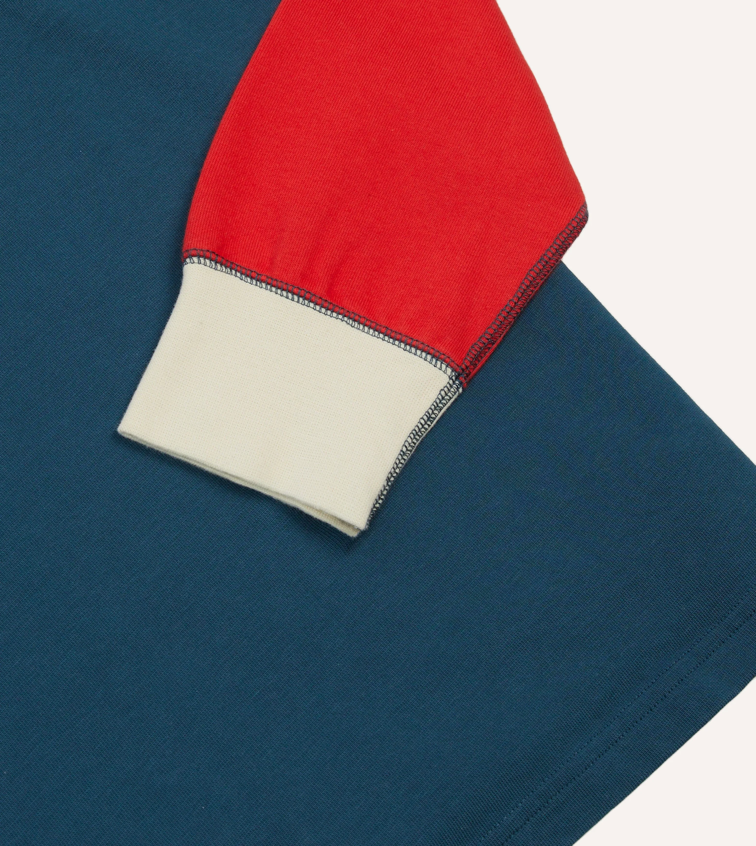 Navy, Yellow, Red and Green Colourblock Cotton Rugby Shirt Contemporary Style