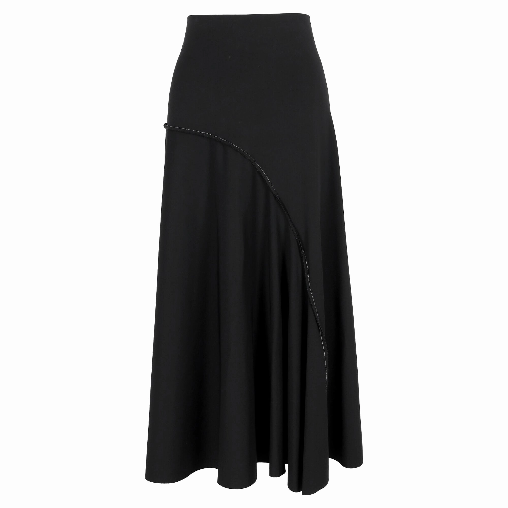 The Row Chouli Paneled Stretch-Crepe Midi Skirt in Black Viscose Flexible Material Gather Details