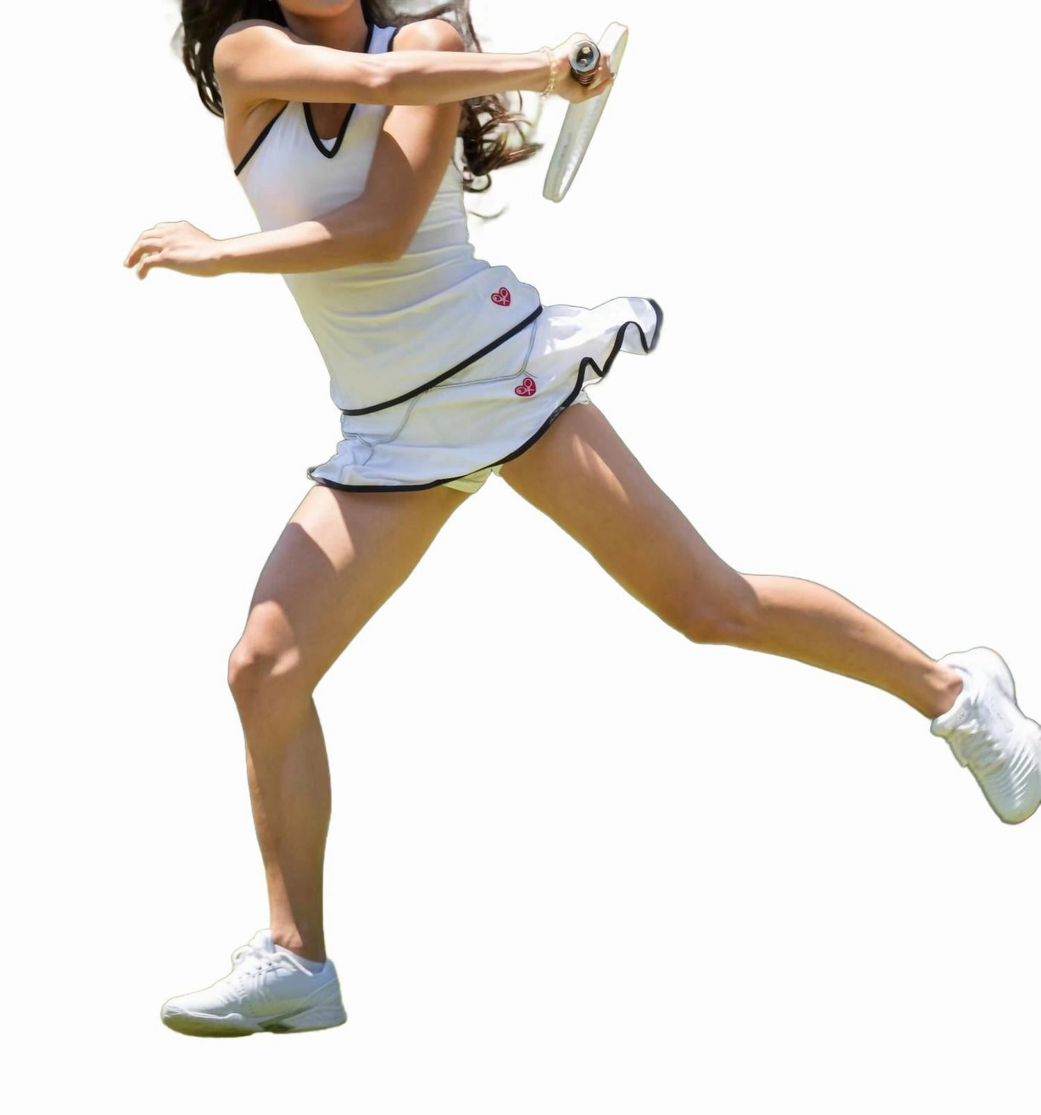 Triangle Trim Skirt In White With Black Water resistant coating