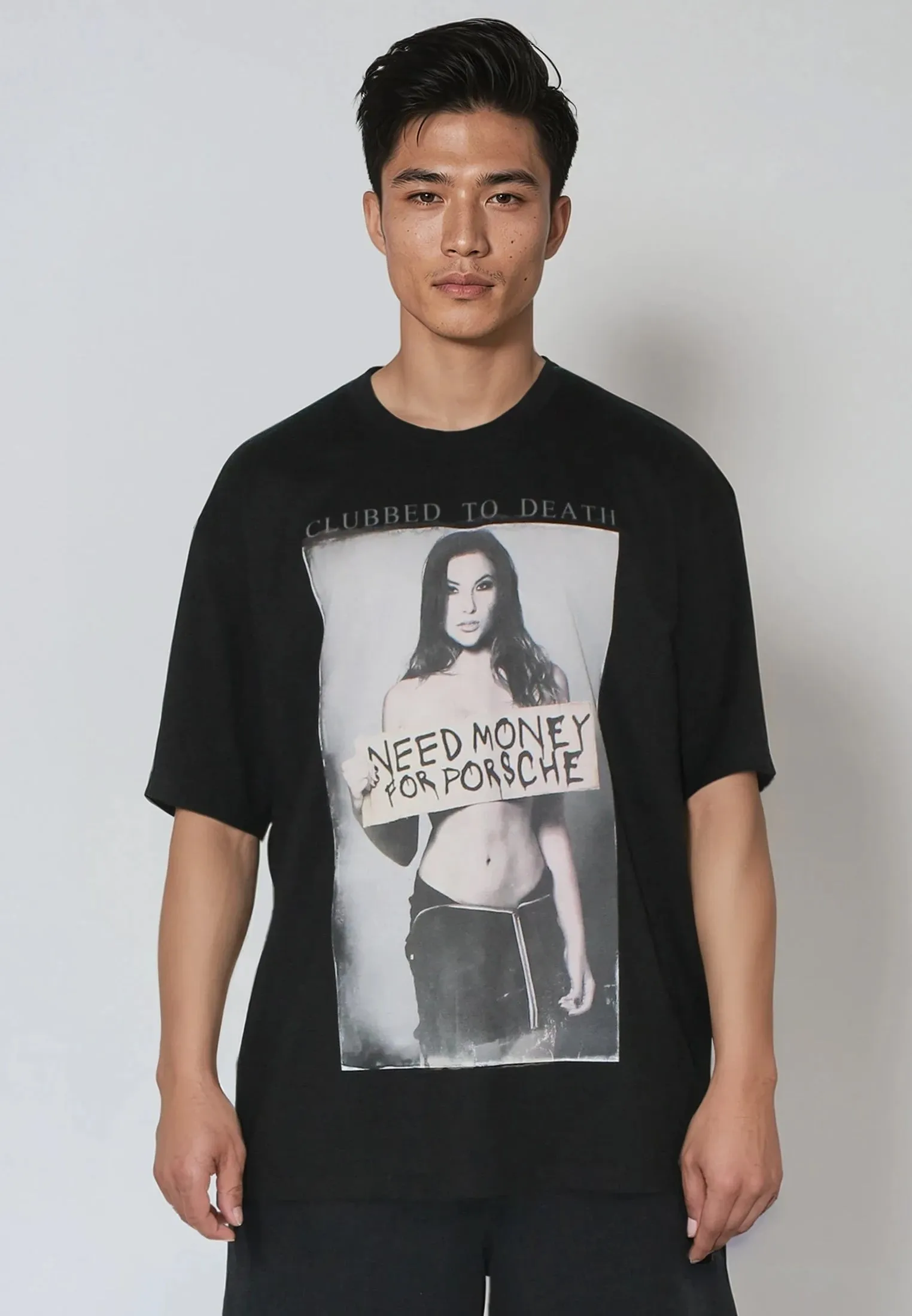 Timeless Look Urban Style Trend NEED MONEY OVERSIZED T-SHIRT JET BLACK