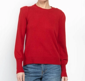 Cozy Apparel Nelia Cashmere Pullover In Crimson