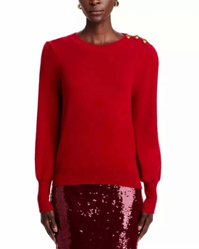 Merino Wool Nelia Cashmere Pullover In Crimson