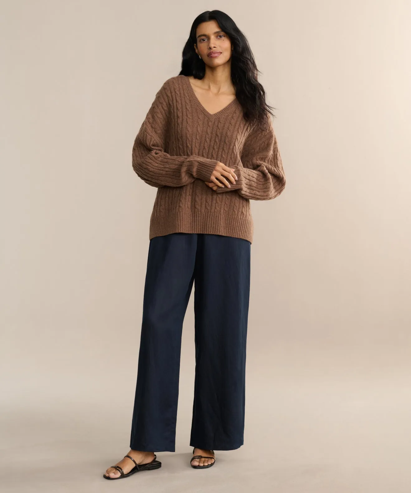 EcoFriendly Material Blend Cool Weather Nell V-Neck Sweater