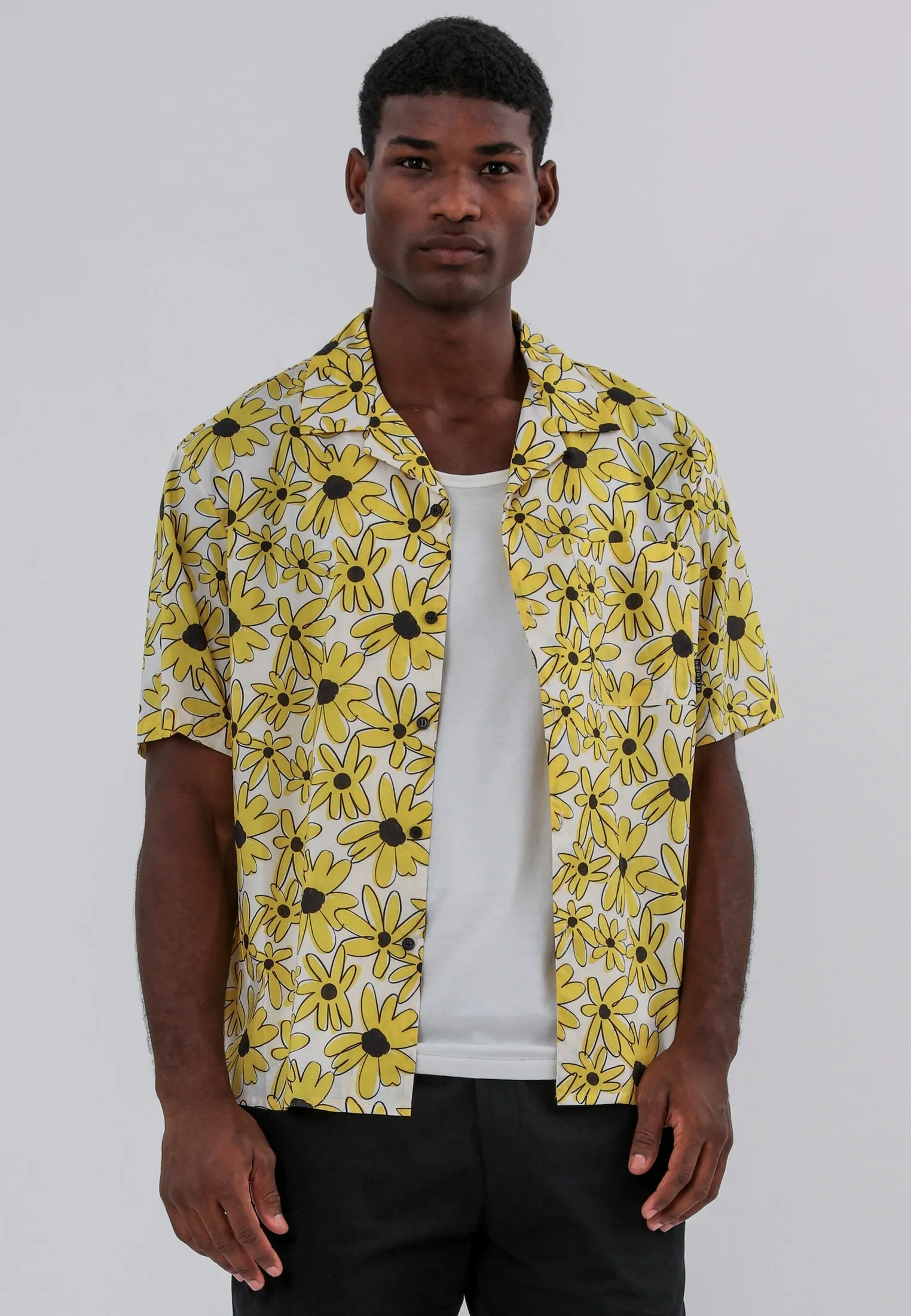 SUNSHINE SHIRT YELLOW & WHITE Abstract print Gradient effect