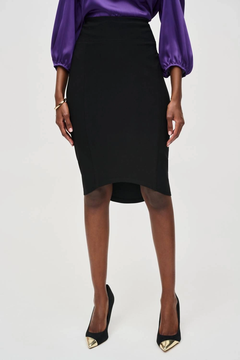 Must Have Feature anti static High Waist High-Low Pencil Skirt In Black