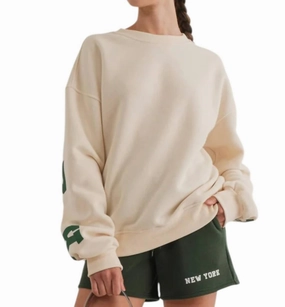 Winter-Ready Knit New York Sweatshirt In Cream