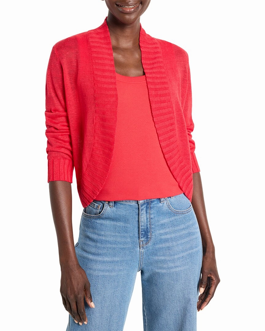 NIC ZOE Linen-Blend Bolero Cardigan Chic Layering Moisture Wicking Knit