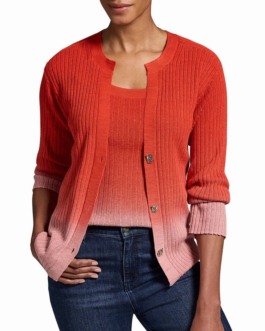 NIC ZOE Luxe Knit Ombre Rib Silk-Blend Cardigan Versatile Knit Cold Weather
