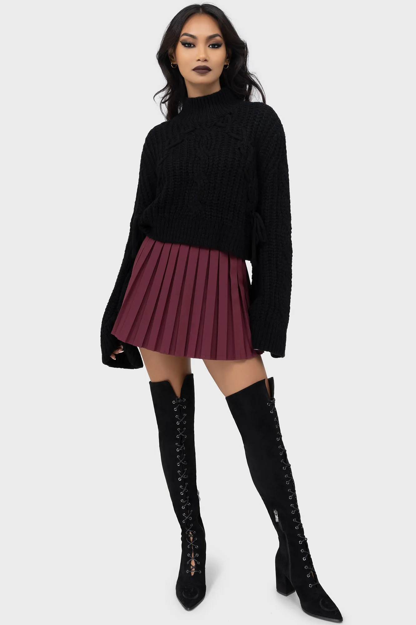 Simple Comfort Water resistant coating Nightshade's Curse Mini Skirt [DARK RED]