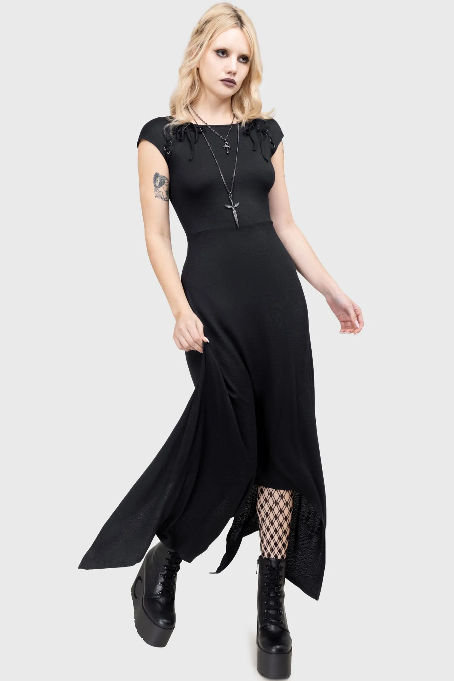 Shirred-Detail Sleek long-sleeve dress Nightwane Dress