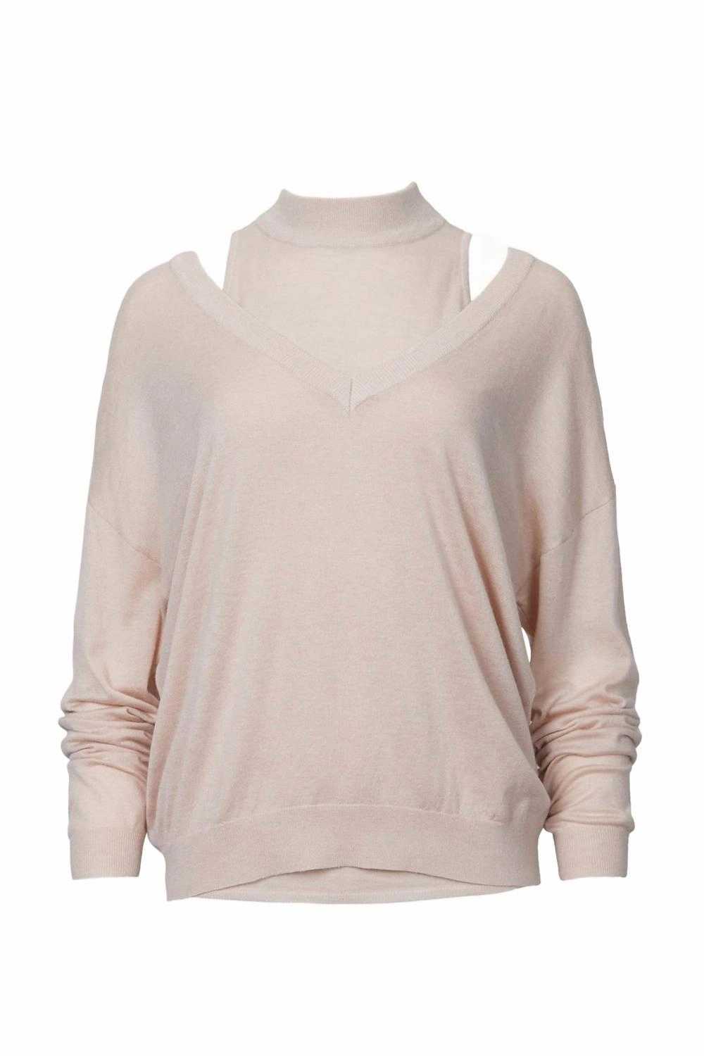 Niva Cutout Shoulder Sweater In Misty Rose Winter-Ready Fashion Cozy Fit Wear