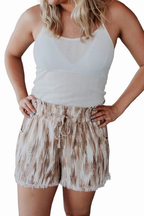Sand Fringe Shorts In Tan Chic Look Gym Wear