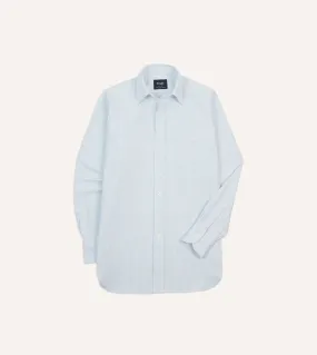 Business Meeting Light Blue and White Ticking Stripe Cotton Oxford Cloth Long Point Collar Shirt
