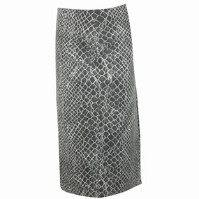 Creative Fashion Alice   Olivia Snakeskin Print Skirt in Grey Cotton