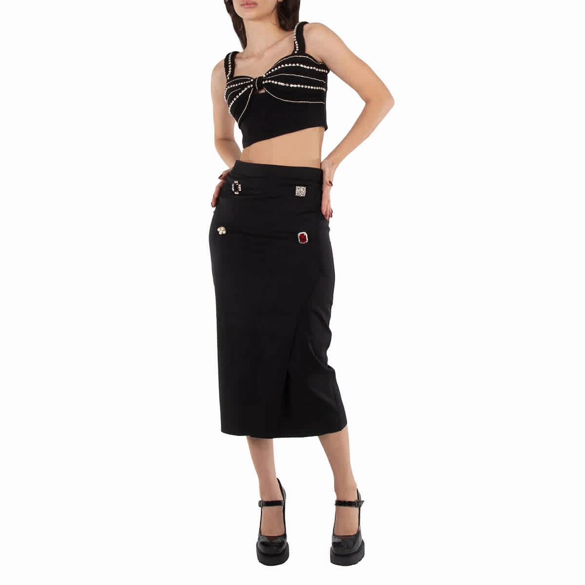 Vetements Ladies Black Fancy Button Skirt, Size X-Small Fair trade Winter Staple