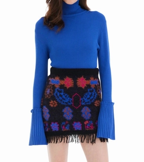 flared silhouette Soft Movement Yael Fringe Skirt In Blue