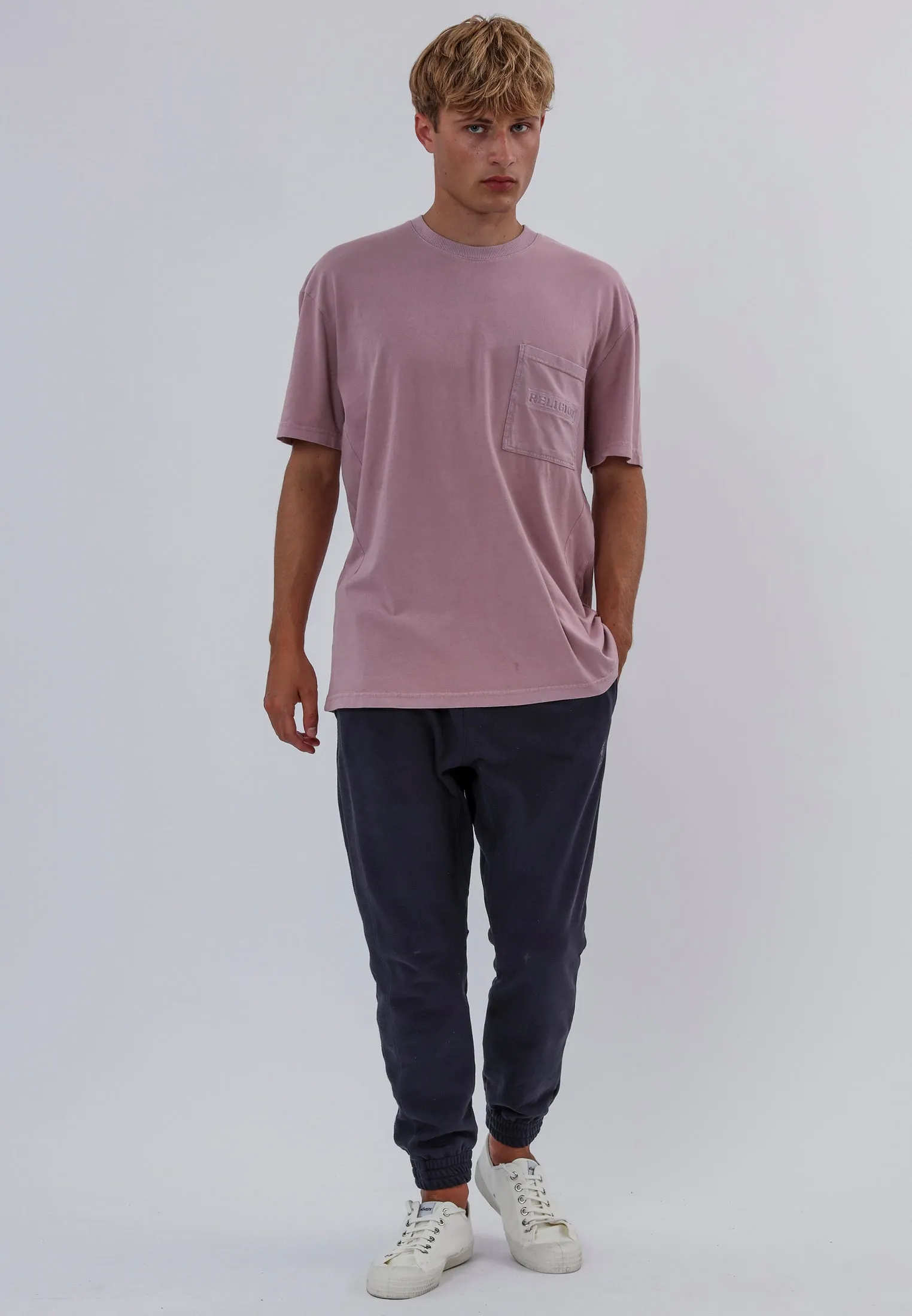 ACID LOGO T-SHIRT WASHED LAVENDER Quality Fabric Durable Collar Construction