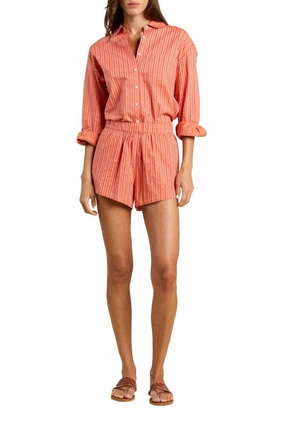 Rhea Stripe Short In Terracotta Stripe Anti - odor