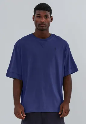 DOUBLE SLEEVE T-SHIRT ROYAL BLUE Minimalist purity Classic Style Trend