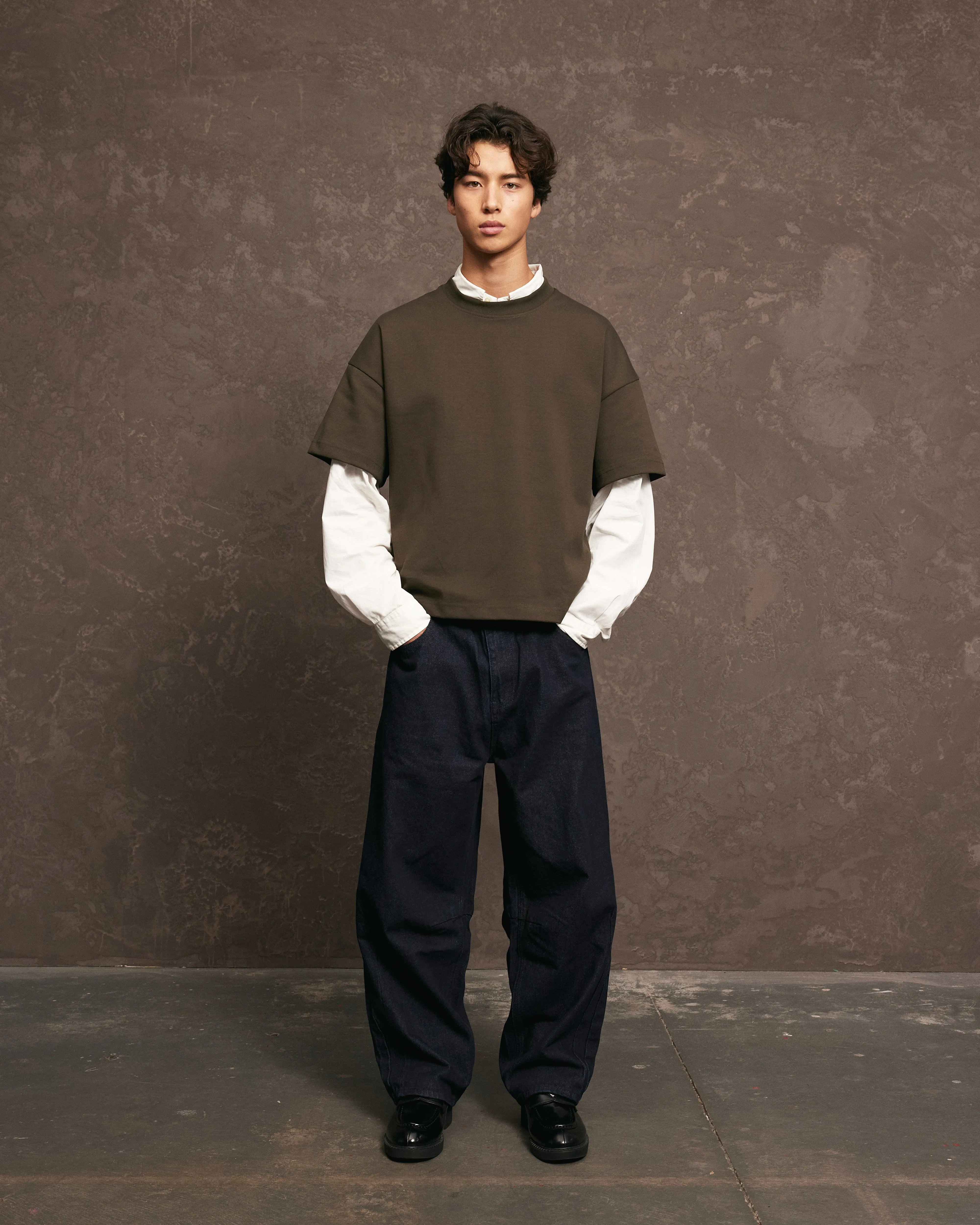 High Durability Weave Tubular Knit Structure Nothing Heavyweight Tee | Deep Olive