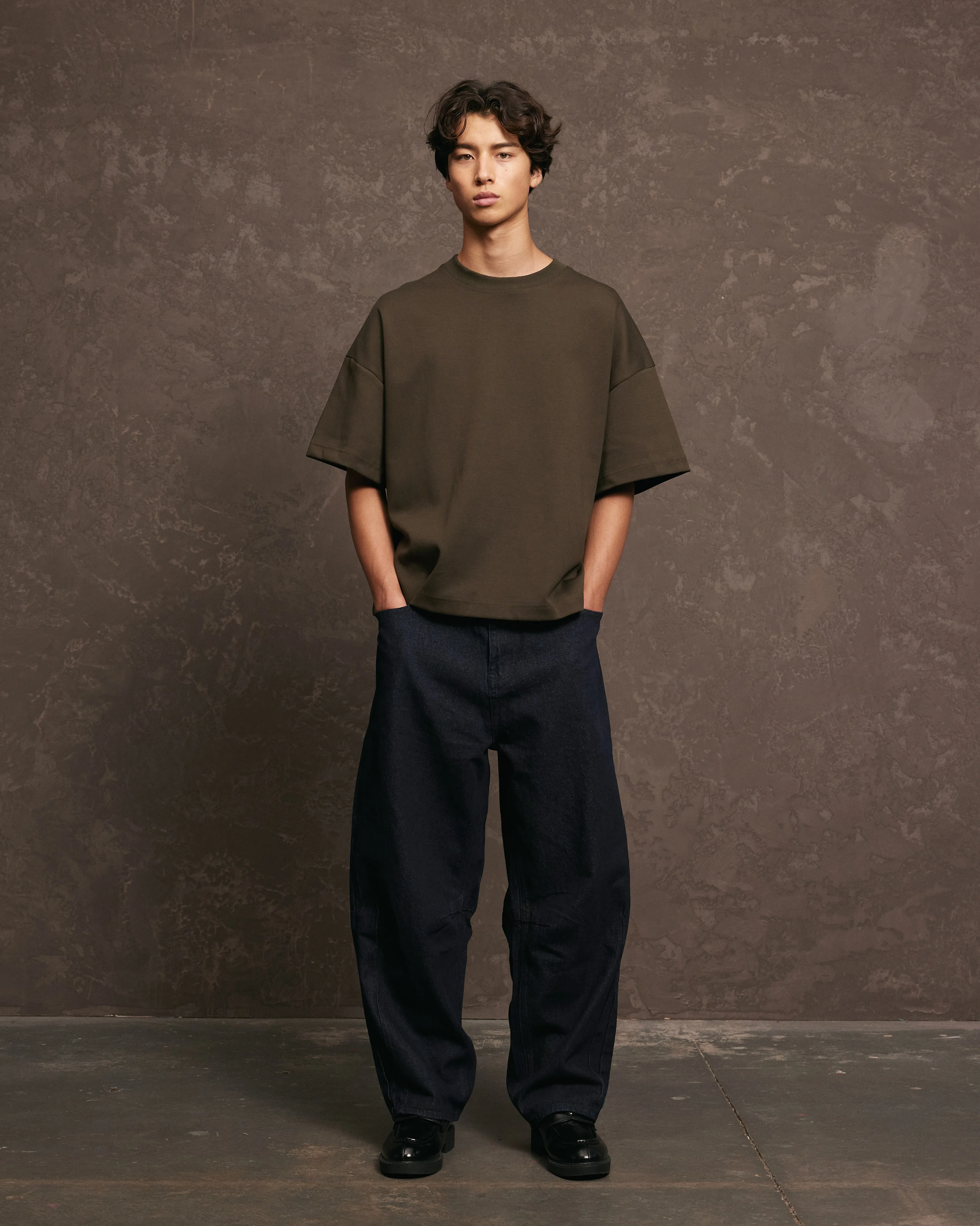 Casual Essential Garment Dyed Finish Nothing Heavyweight Tee | Deep Olive