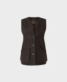 Nubuck Leather Waistcoat Collapsible Packable Design Wind Resistant Fabric